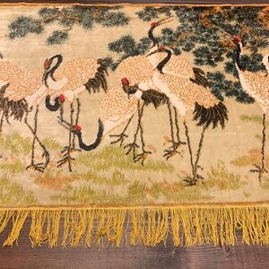 Swan Velveteen Tapestry Flamingos Vintage